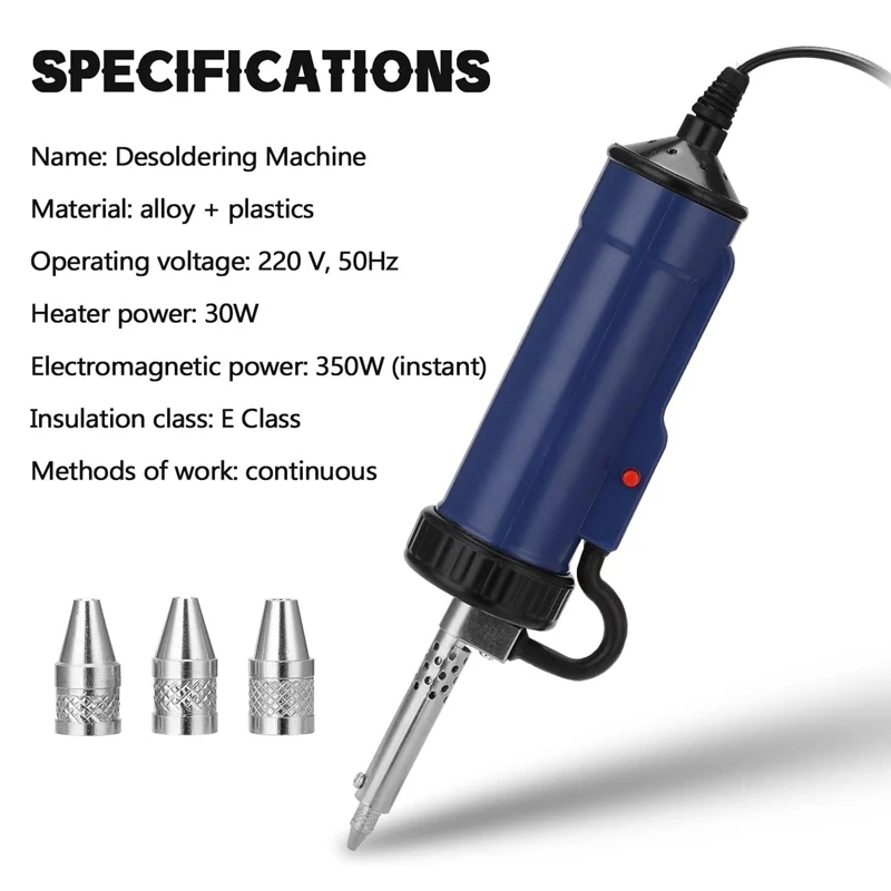 Automatic Tin Sucker With 3 Suction Nozzle ADT03 EU Plug Portable Electric Vacuum Soldering Remove Pump Desoldering Machine