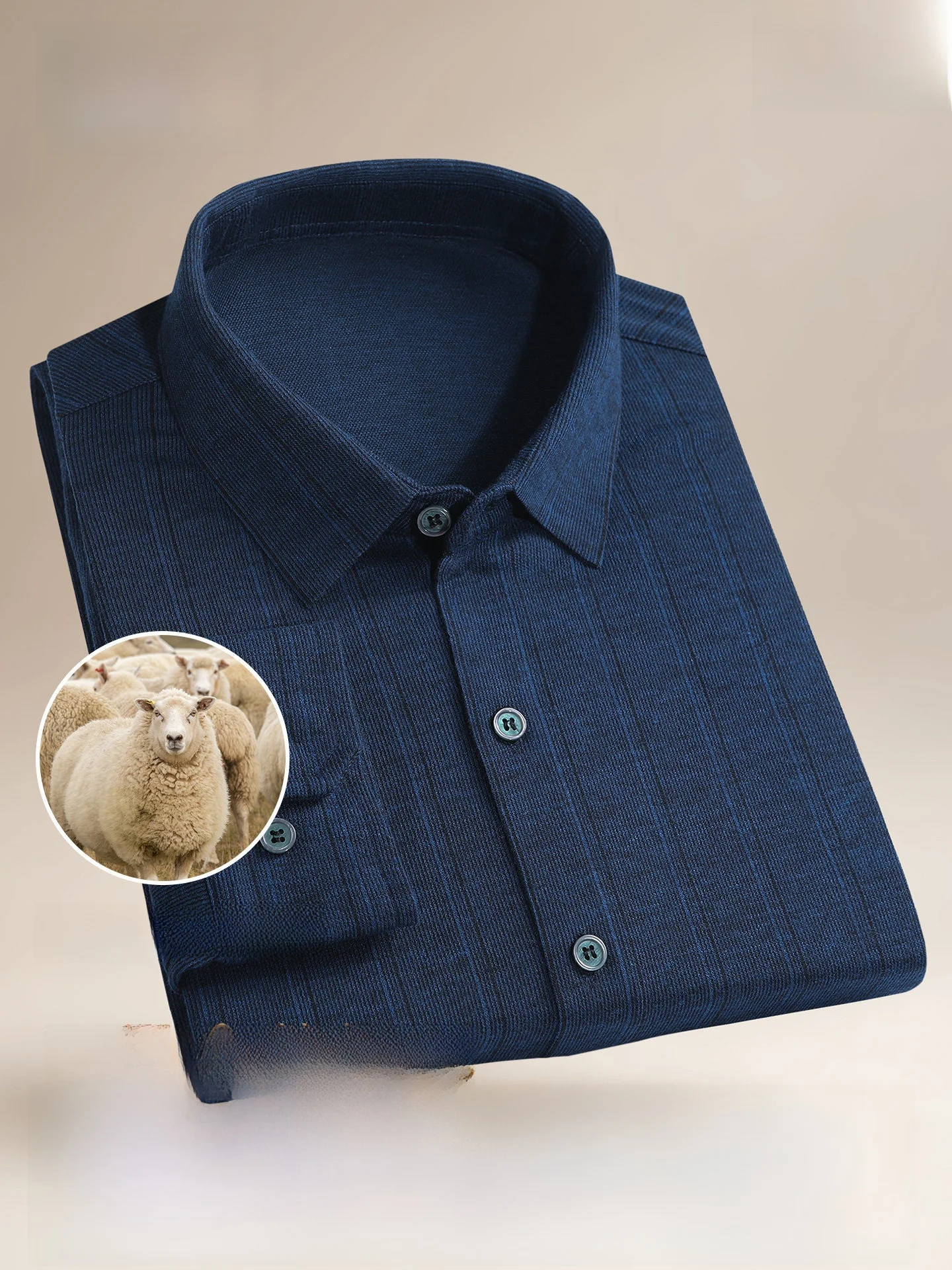 Wool Blend Long Sleeve Shirt Men's Pure Color Plaid Square Collar Youth Fashion City Style Standard Fit Autumn Winter New Arr...