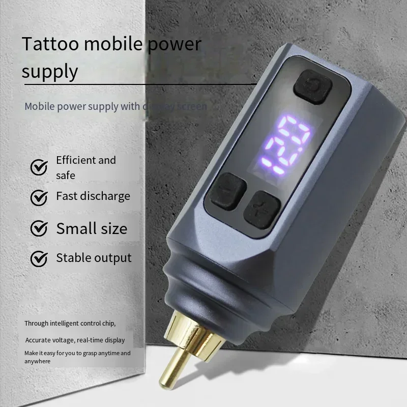 Wireless Tattoo Power Supply 3‑12V Adjust Interface 1500mAh Large Capacity Tattoo Machine Battery RCA Interface Power Stabilizer