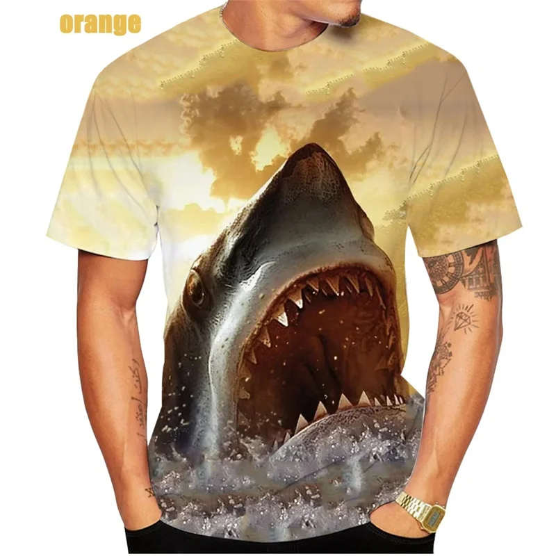 Horrible Shark T Shirt For Men Ocean Animal 3D Printed T-Shirts Summer Casual Fashion O-Neck Tops Short Sleeve Street Tees