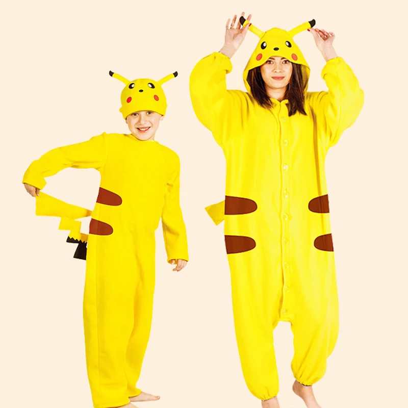 Pokemon Halloween Cosplay Costume Anime Pikachu Parent-Child Clothing Party Stage Role Play Performance Costume Child Gift