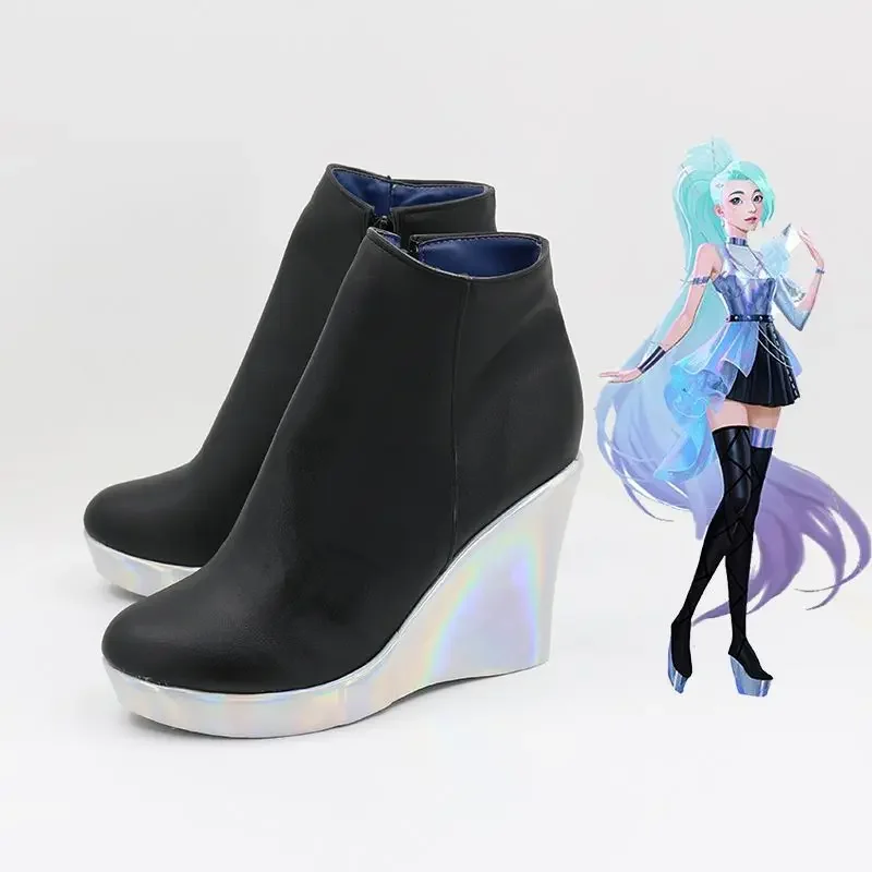 Juegos LOL Xinglai Geji kDa Salfani personalizar Cosplay zapatos de tacón alto botas personalizadas