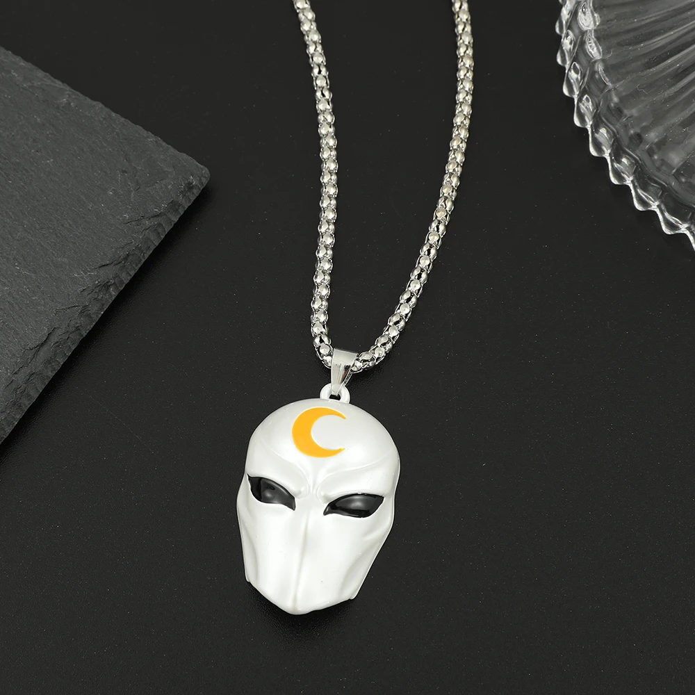 Moon Knight Marc Spector Necklace Marvel Superhero Cosplay Costumes Accessories Disney Charms Jewelry Pendant Necklace