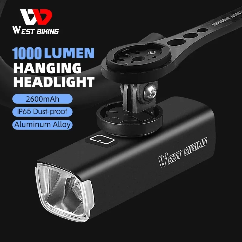 

WEST BIKING 1000 Lumens Bicycle Front Light IP65 Waterproof Aluminum Alloy Headlights Type-C Charging Automatic Start And Stop