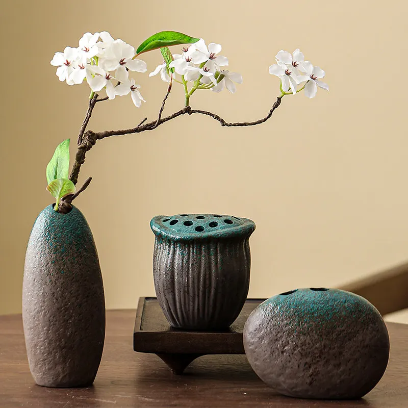 Premium Elegant Chinese Ceramic Vase, Zen-Inspired Floral Decor for Living Room, TV Cabinet, Curio Shelf, Coffee Table, High-End