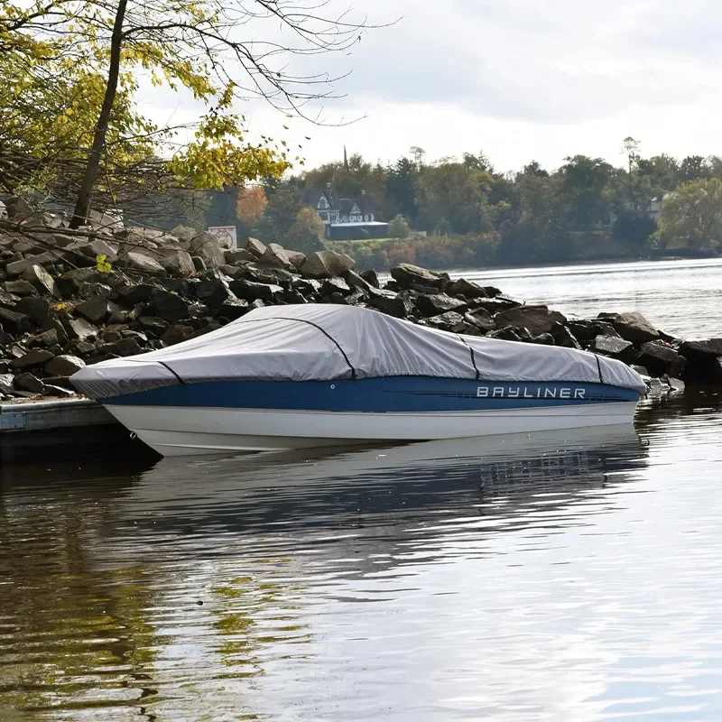 23-24FT 600D V Hull Boats Covers with Storage Bag and 5Pcs Adjustable 7m Straps all Weather all Season Protection