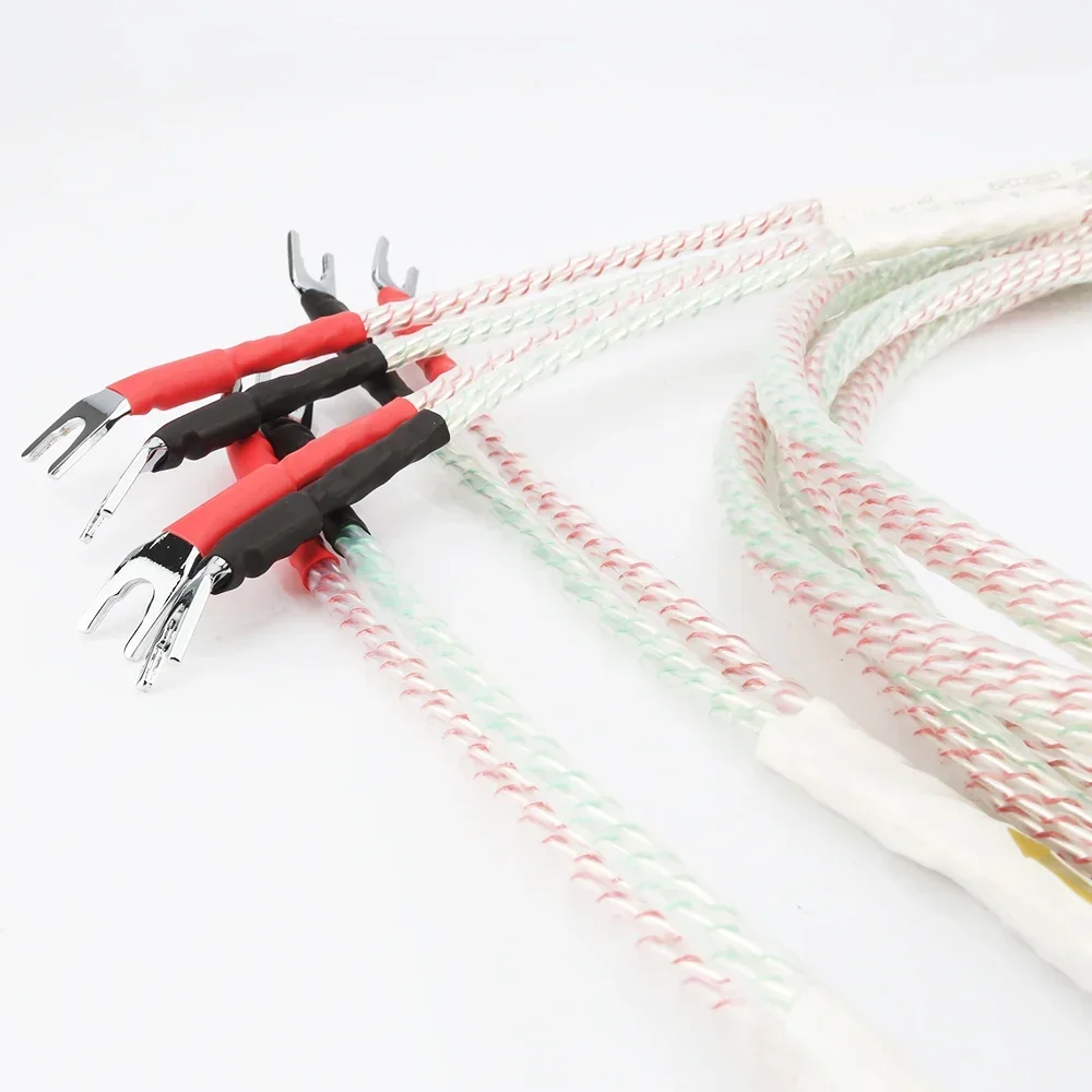 Par de cables de altavoz HIFI, conector de pala con conector banana a banana, Cable de Audio para altavoz