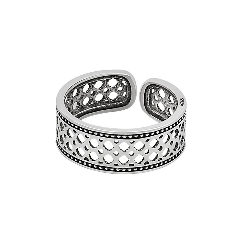 

925 Sterling Silver Korea INS Fashion Personality Creative Hollow Out Adjustable Ring For Woman Man Daily Accessories