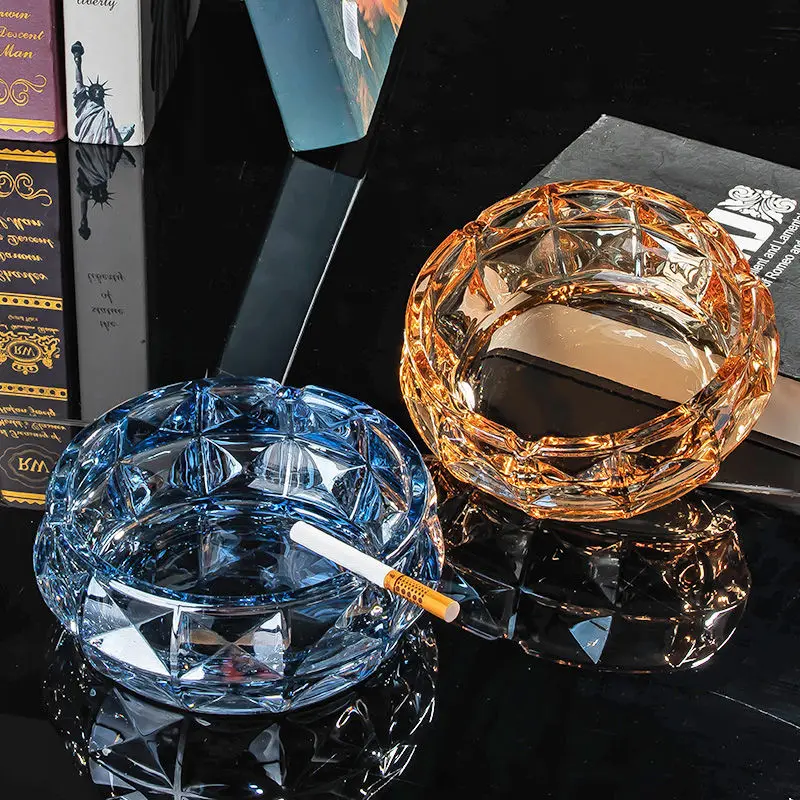 Nordic Home And Office Ins Popular Diamond Crystal Glass Ashtray Portable Decorative Cigar Ashtray Holder 재떨이 smoke tray