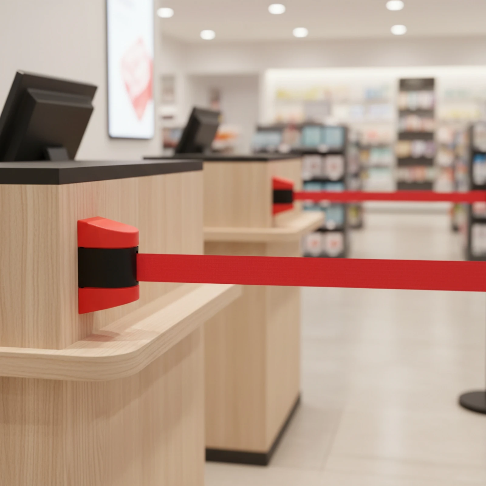 Wall Mount Retractable Belt Barrier Small Footprint Wall Mounted Barrier Belt Heavy-Duty Long-Lasting for Retailers