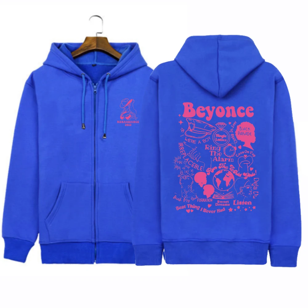 2023 Renaissance Beyonce World Tour Kpop Album Print Hoodie Sweatshirts Long Sleeve Streewear Pullover Clothes Zip Up Hoodie