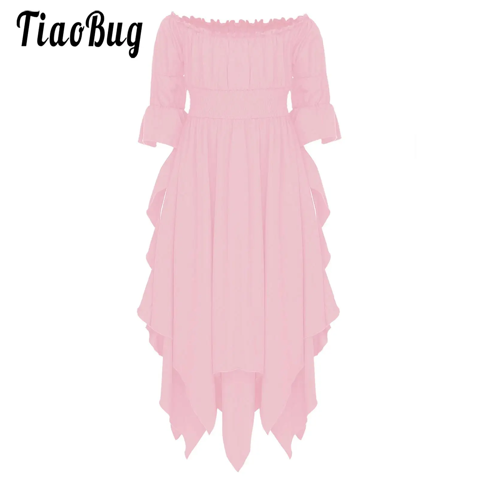

Kids Girls Victorian Medieval Gothic Dresses Cold Shoulder Smocked Dress Renaissance Halloween Costume Princess Cosplay Gown