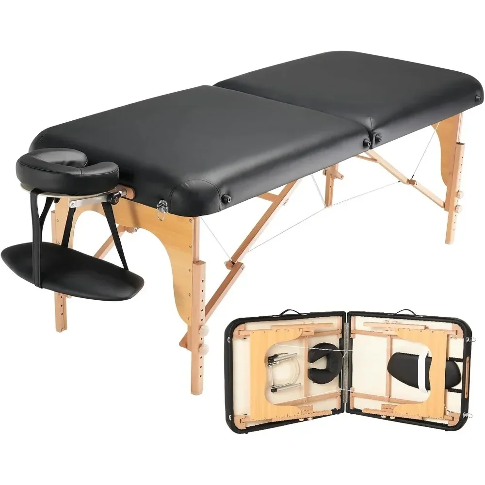 

30" W, 8-Level Height Adjustable Facial Salon Tattoo Bed, Portable Spa Table with Headrest, Hand Pallet & Carrying Bag, 750LBS