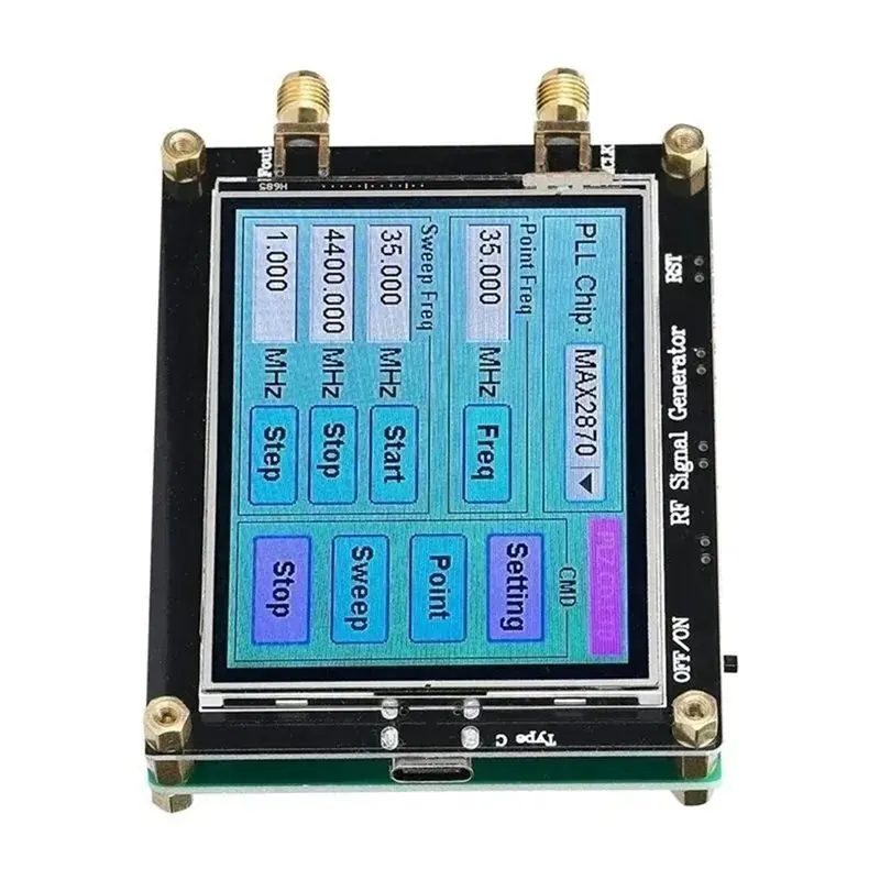 A92Z MAX2870 Signal Generator Module 23.5Mhz To 6000Mhz Frequency Radio Touch Screen Interface Synthesizer