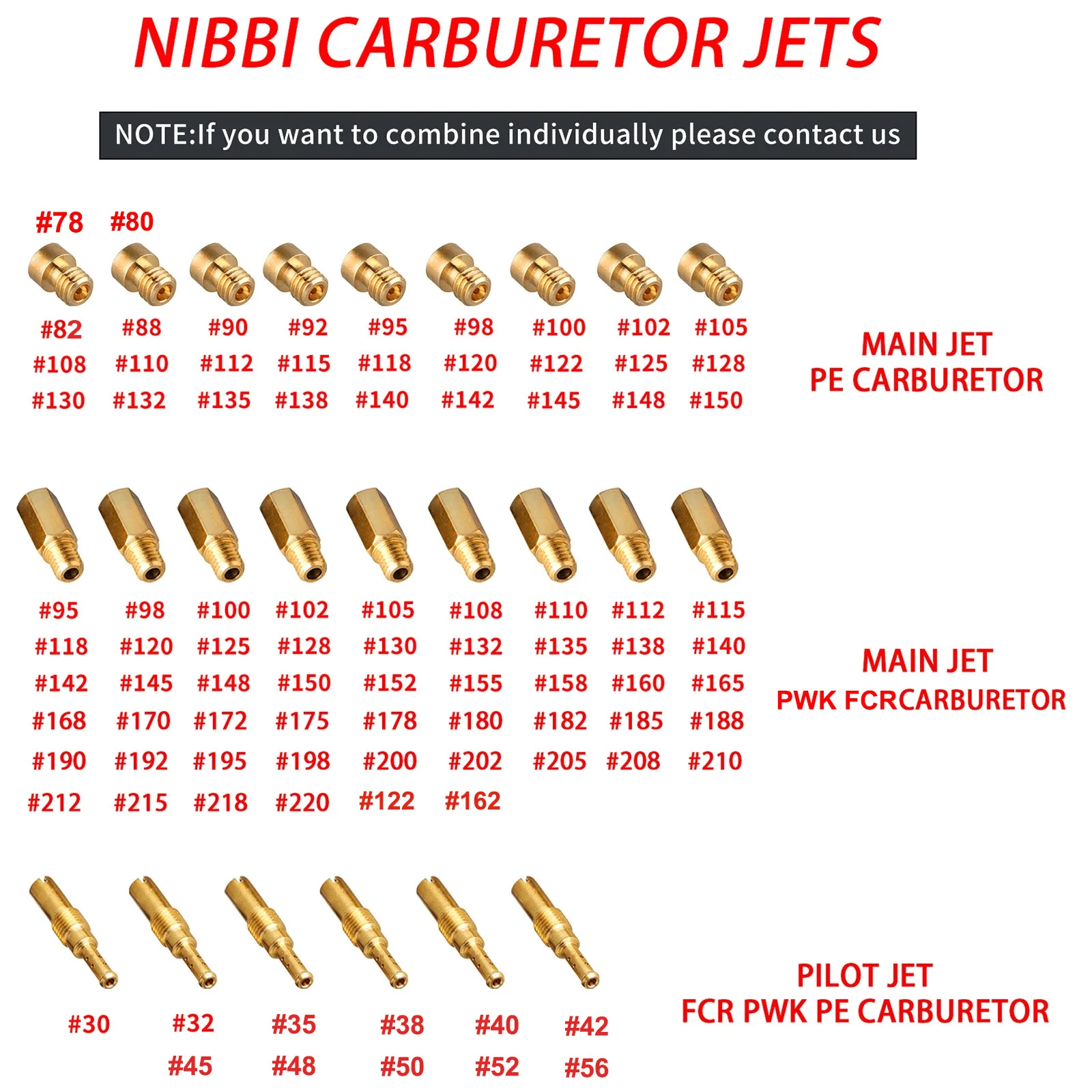 NIBBI 6/10 шт. Карбюратор PWK FCR Карбюраторы Main Jet M5 M6 Набор форсунок для PWK Carb Jet Kit Аксессуары для мотокросса