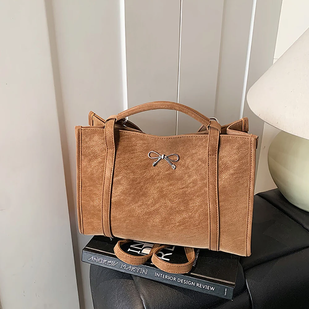 Large Capacity Square Shoulder Bags for Women Vintage High Grade Solid Color Zipper Backpacks Students Commute All-Match Packs