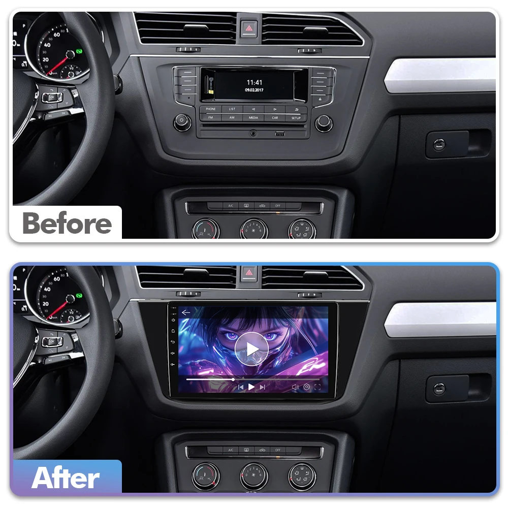 EBILAEN Android 15 Car Radio For Volkswagen Tiguan 2 Mk 2017-2019 Wireless Carplay Auto Radio Car Multimedia OTA 2 Din 8 core