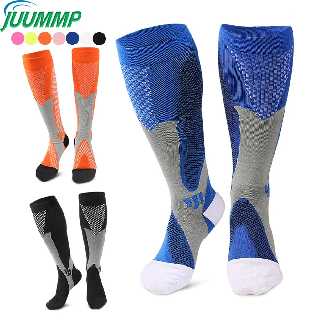 1Pair Compression Socks for Men Women 20-30mmhg Knee High Medical Support for Sports Nurses Circulation Flight Athletic