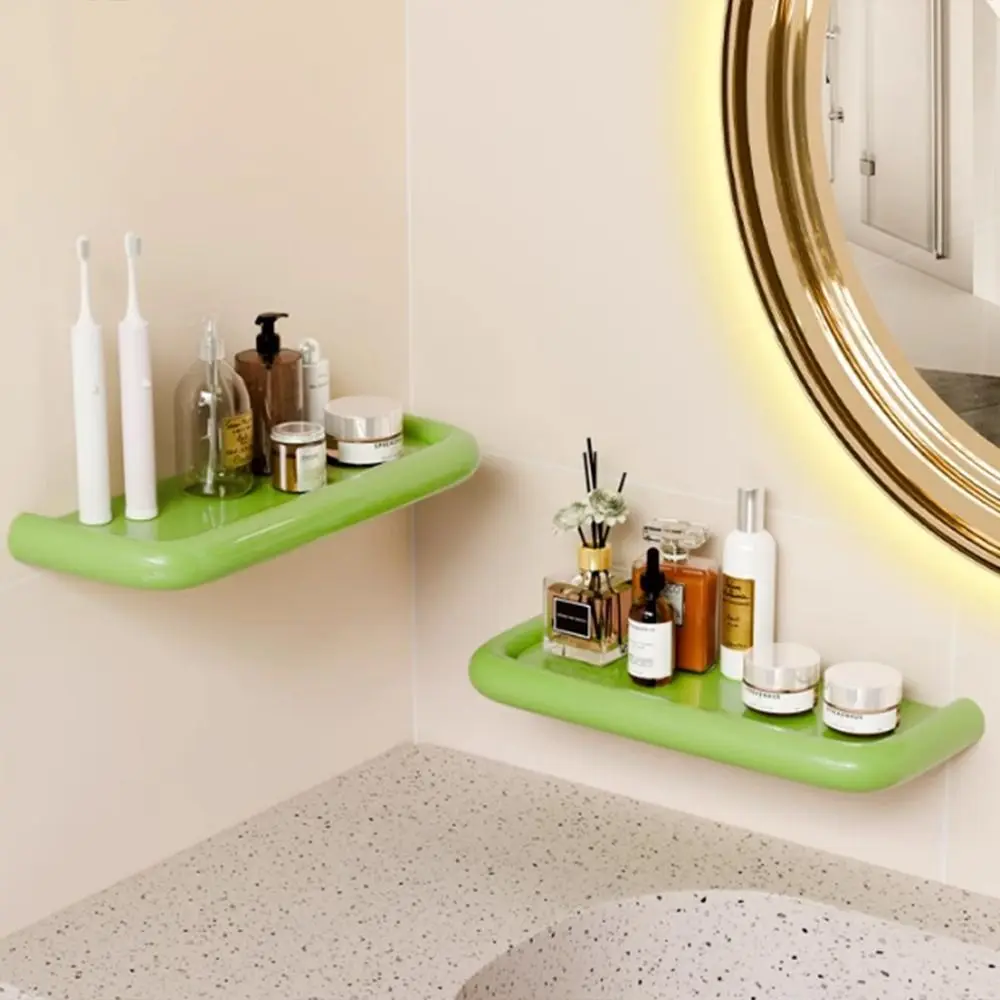 

Dopamine Bathroom Storage Shelf Free Punch Sturdy Wall Hanging Storage Rack Drainable Durable Toiletries Organizer Toilet