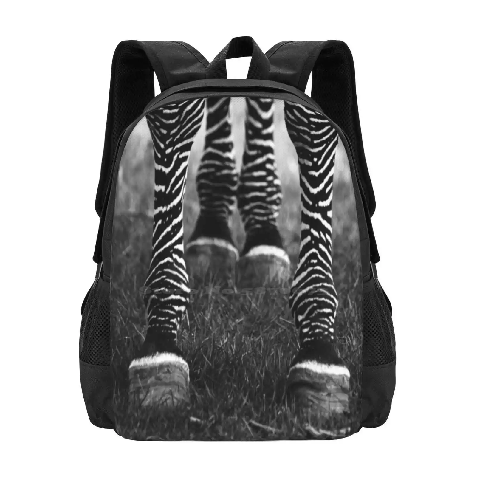 Zeb Legs Pattern Design Bag Student's Backpack White Black Bw Stripes Zoo Zebra