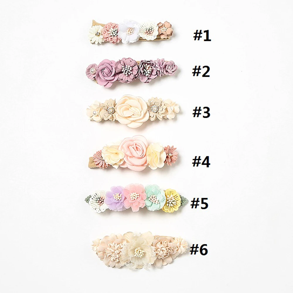 Beautiful Floral Flowers for Newborn Baby Girl Elastic Rubber Bands for Kids Stretchy Skinny Hairbands Soft Nylon Baby Items