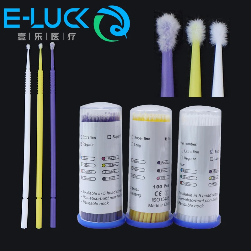 100 Stuks/Fles Dental Disposable Micro Borstels Wimpers Microbrush Tandheelkunde Odontologia Extension Gereedschap Cosmetische Borstel