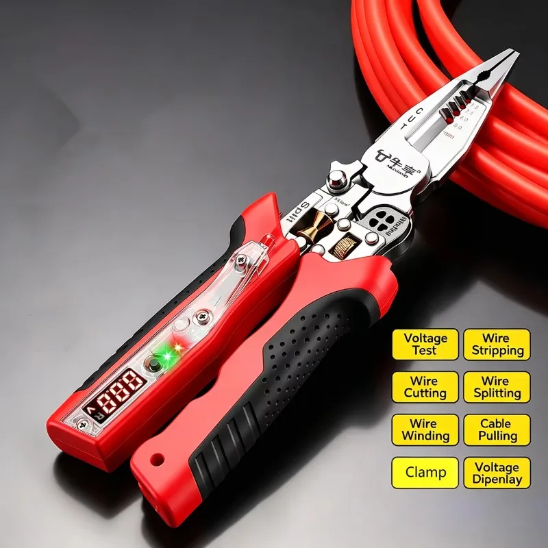 10 In 1 Rechargeable Wire Stripping Pliers With Voltage Tester Multifunctional Electrician Cutting Motorcycle Repair Tool