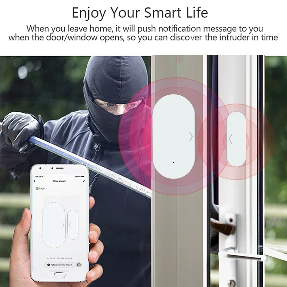 Tuya Zigbee Door Window Sensor A Burglar Alarm Smart Home Automation Security Protection Smart Life Work with Alexa Google Home