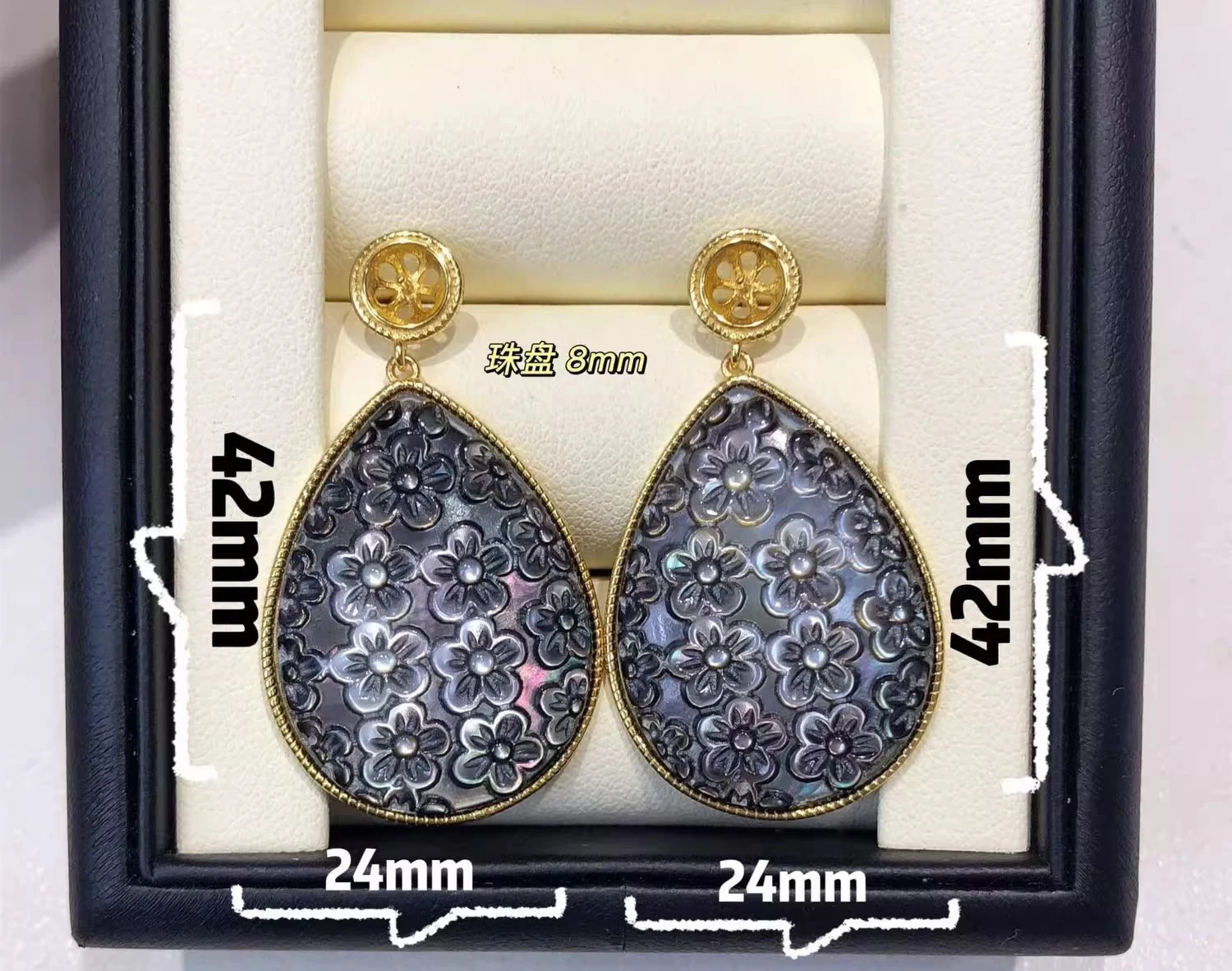 MeiBaPJ 9mm Natural Nearround Pearls Carving Flower Abalone Shells Drop Earrings 925 Silver Fine Wedding Jewelry for Women