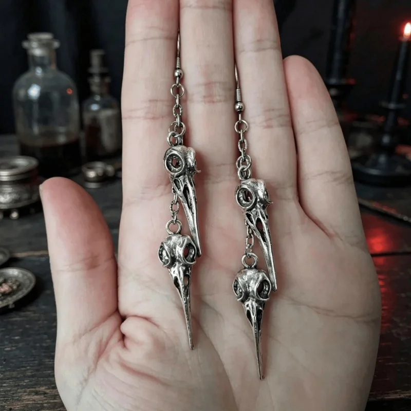 Y2k Antique Crow Viking Raven Skull Gothic Punk Steampunk Dangle Earrings Women's Vintage Jewelry Earrings Festival Gifts