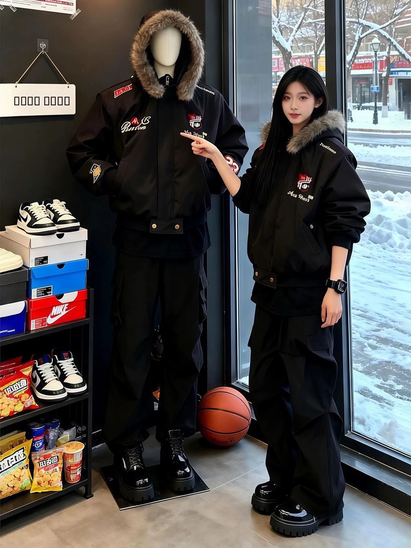 

Retro American Embroidered Patch down Cotton Jaet Men's Winter Thiened Detachable Hood Fur Collar Bomber Coat Outerwear