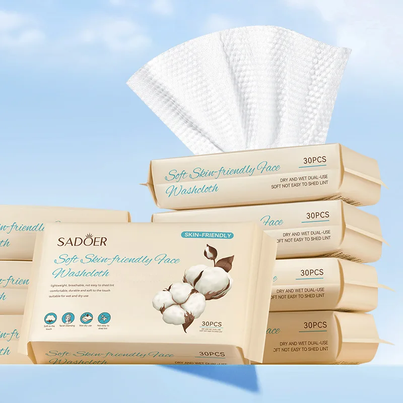 Skin-friendly Soft Towel 30 Draws Pure Cotton Lightweight Breathable Facial Cleansing Daily Makeup Remover Face Washing Product