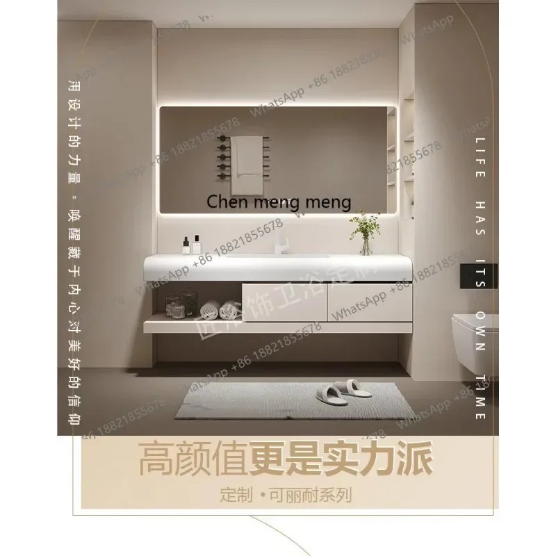 N138Corian integrated basin, bathroom cabinet, combined bathroom, washstand, basin cabinet, bathroom customization