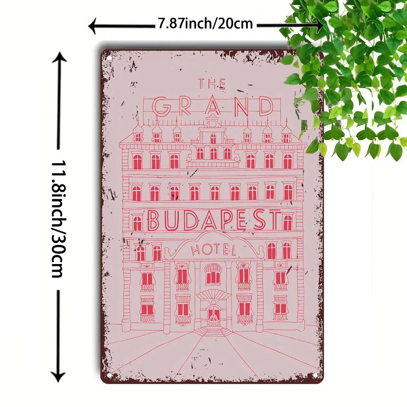 1 قطعة ، علامات معدنية عتيقة القصدير اللوحة جراند بودابست فندق مبدع بناء رسم ريترو خمر نظرة جدار الفن لشريط ، مقهى ، بيا