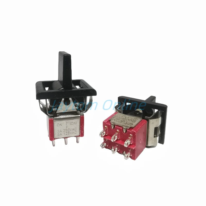 2pcs Locking Toggle Switch AC 250V/3A 125V/5A SPDT 6Pin 2 3Positions ON OFF ON Momentary Toggle Switch T80-R Snap-in Panel Mount