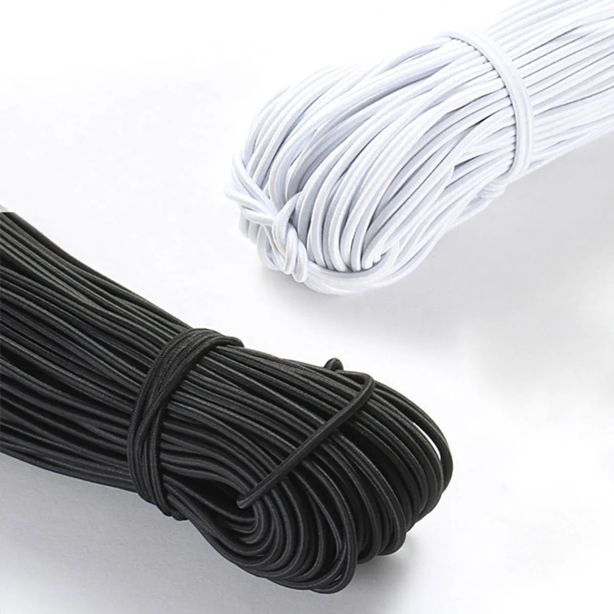 Corde de sangle de fil élastique noir et blanc, optique, artisanat de bricolage, accessoires de bagage, 20m, 4mm, 5mm, 6mm, 7mm, 8mm