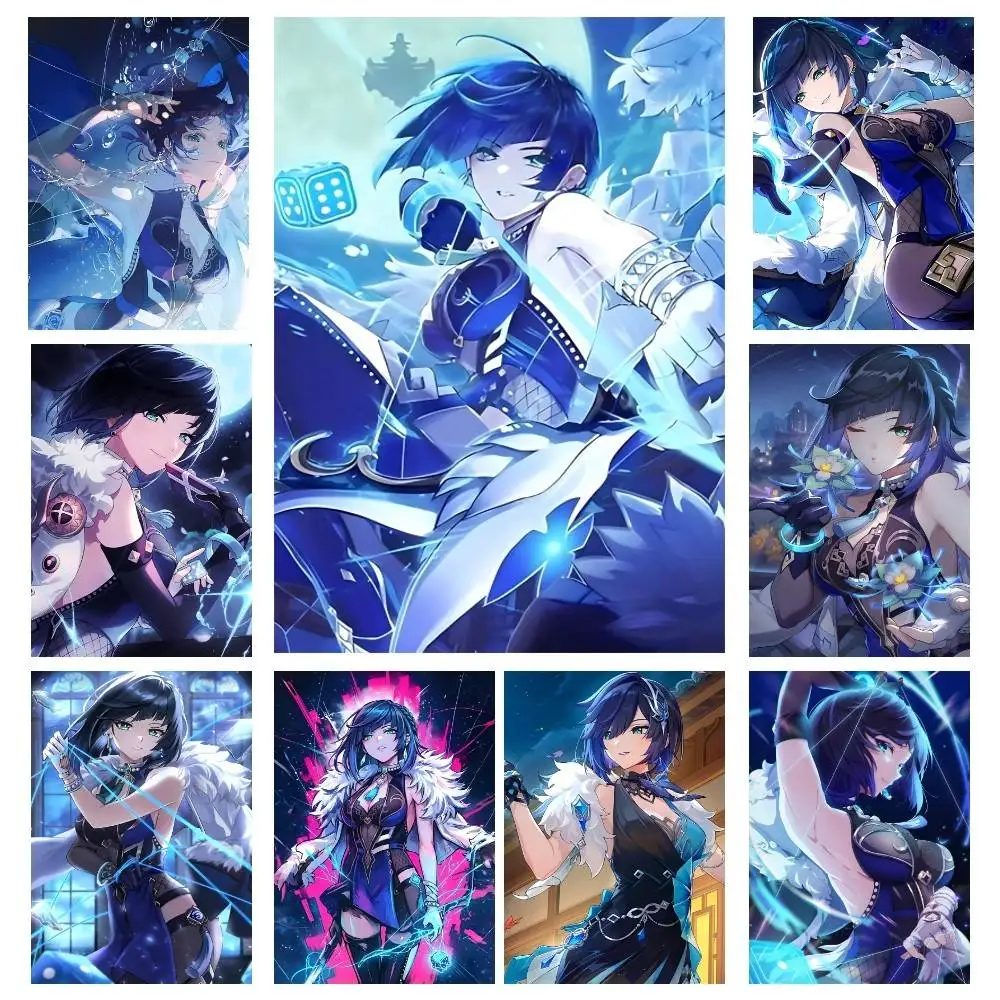 Anime Game Genshin Impact Yelan Posters High Quality Self-adhesive Wall Art Decorations Color Prints Sticky