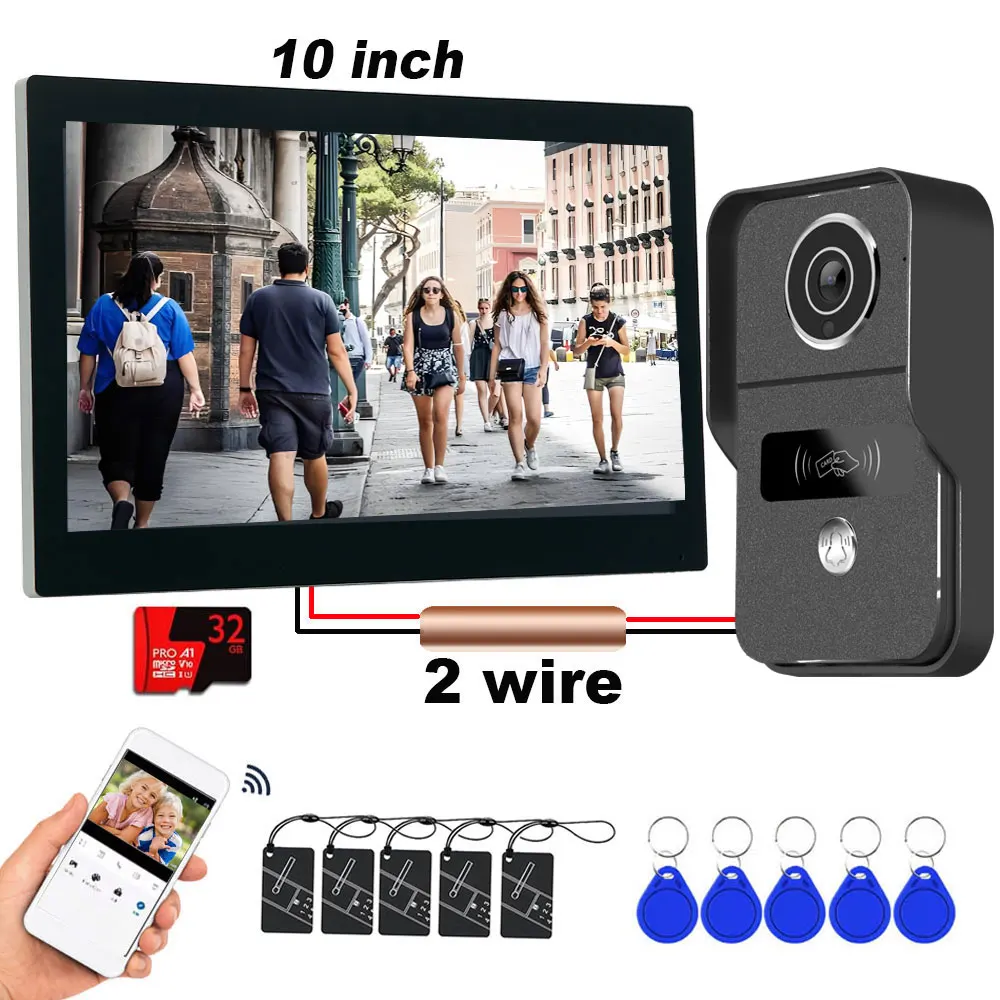 7 Inch Tuya 10 inch 5G Wifi Smart HD Video DoorPhone Intercom System with 1080P IR Doorbell APP/Password/Card Swipe TouchScreen