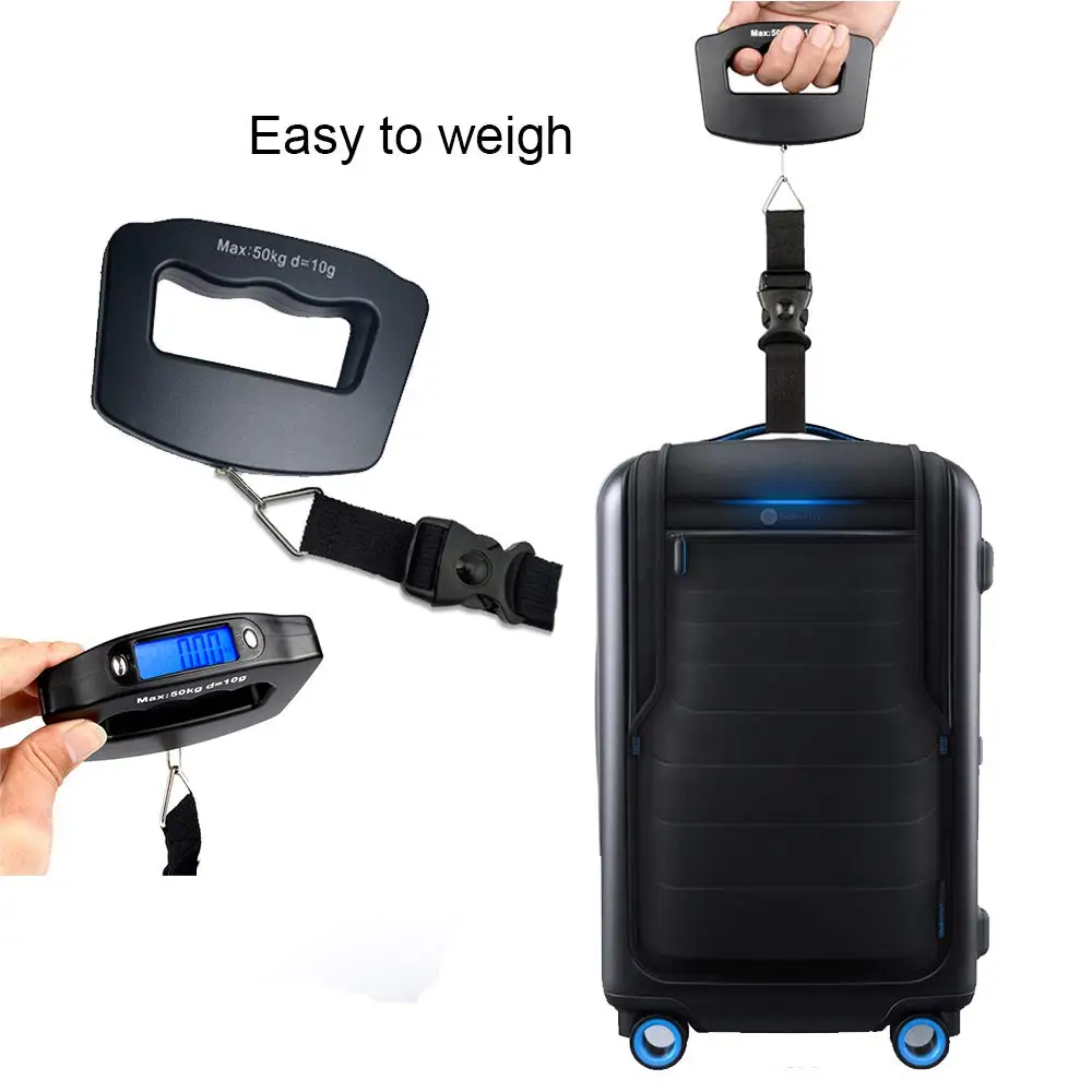 

Handheld Digital Luggage Scale with Grip for Travel Portable Electronic Weighing Suitcase and Bag 110Lb/50kg Black