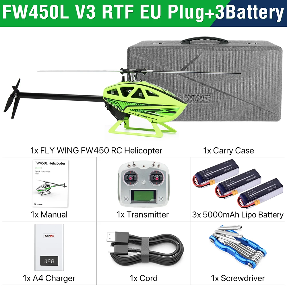 Fly Wing FW450L V3 RC Helicopter Adults Remote Control Helicopter PNP RTF 3D GPS Automatic Return w/H1 Flight Control System 6CH