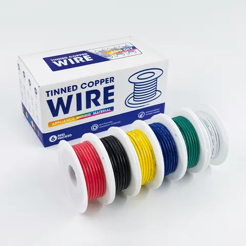 6 Colors Mix Kit--UL1007 Wire PVC Insulation Tinned Copper Cable 30 28 26 24 22 20 18 16 AWG Stranded Electrical Line PCB Wire