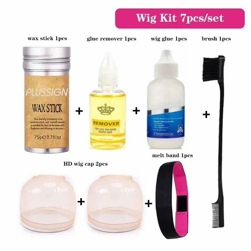 7pcs Wig Installation Kit with Glue and Accessories