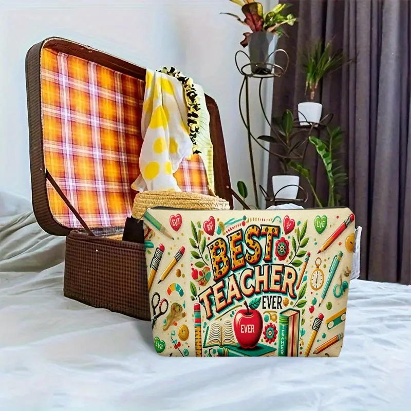 Best Teacher Ever Pencil Case Multi Functional Organizer for Students storage bags Student Stationery Bag Back to School Gift