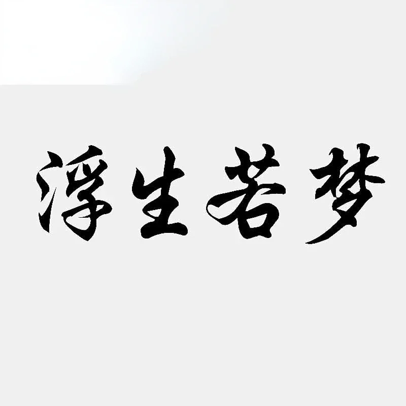 Chinese Characters Life Is Like A Dream Vinyl Decal Car Sticker Black Silver17.4CM*5CM