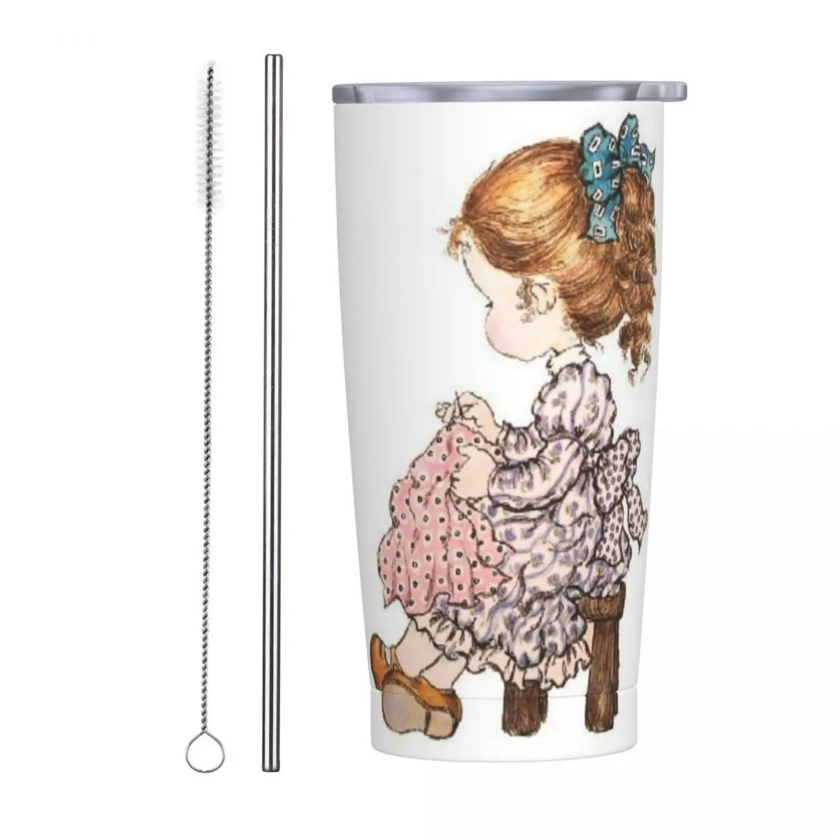Sarah Kay Swing Girl Stainless Steel Tumbler Vacuum Insulated Mugs Thermal Cold Bottle Straw With Lid 20oz