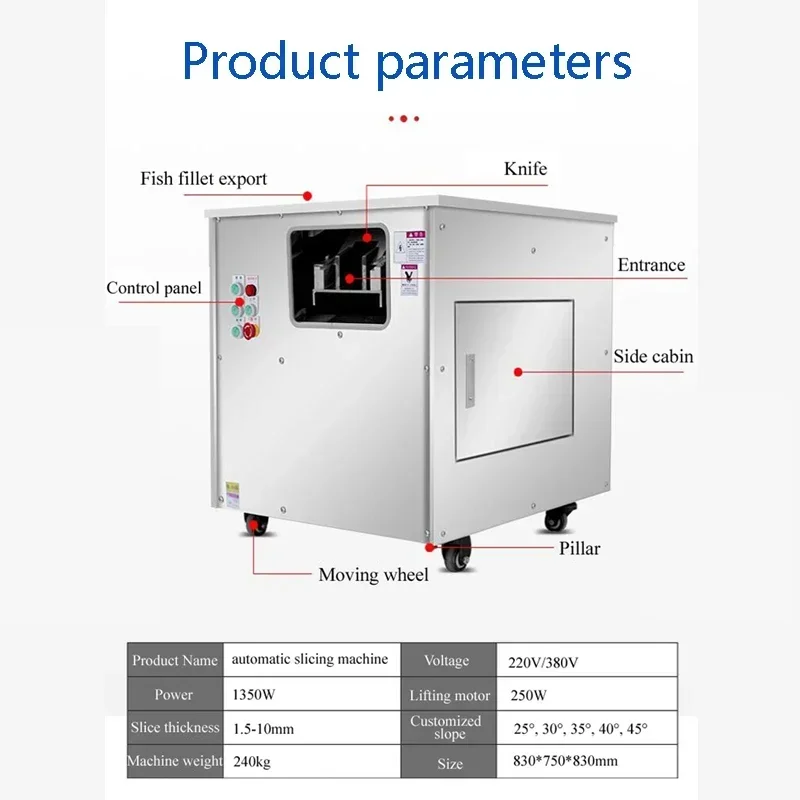 Electric Multi-Function Oblique Cutting Fish Fillet Machine Commercial Ham and Pig Liver Slicer