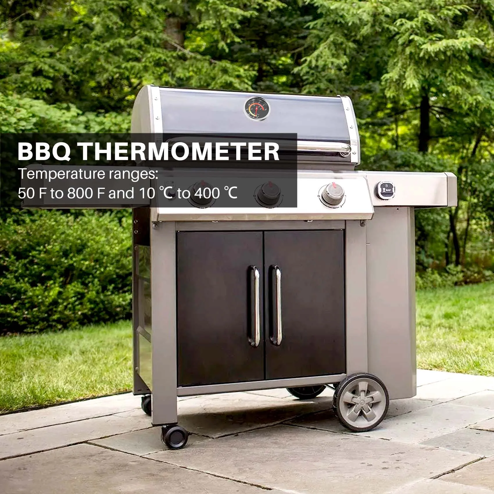 2025+ BBQ Grill Temperature Gauge, Barbecue Charcoal Grill Smoker Temperature Gauge Pit BBQ Pizza Oven Thermometer