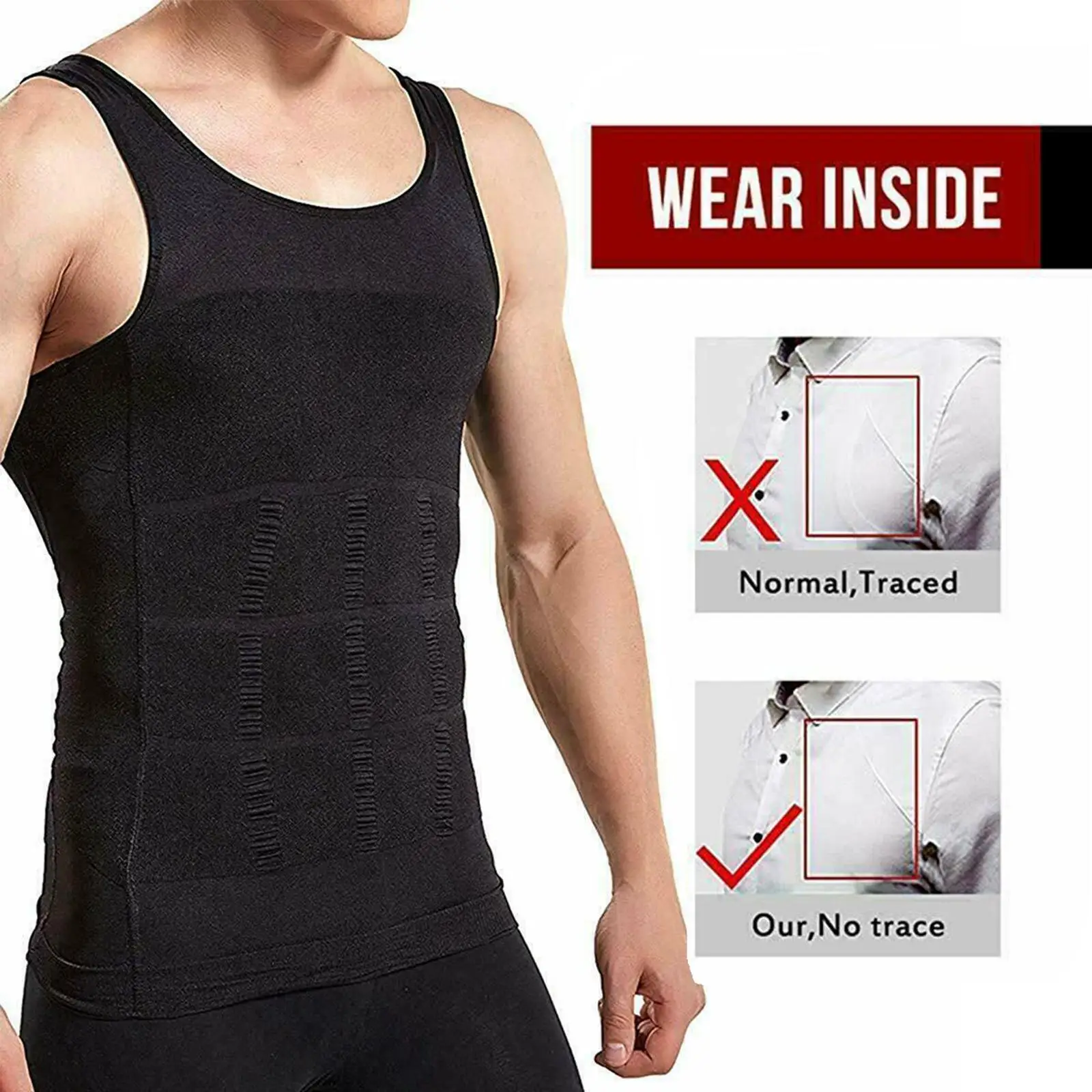 Men\'s Slimming Body Shapewear Corset Vest Shirt Compression Abdomen Tummy Belly Control Slim Waist Cincher Underwear Sports Vest