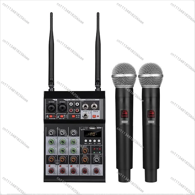 For Mixer with Microphone Bluetooth USB Stick Playback 4 Channels Small Reverb Effect Home KTV Conference Mixer