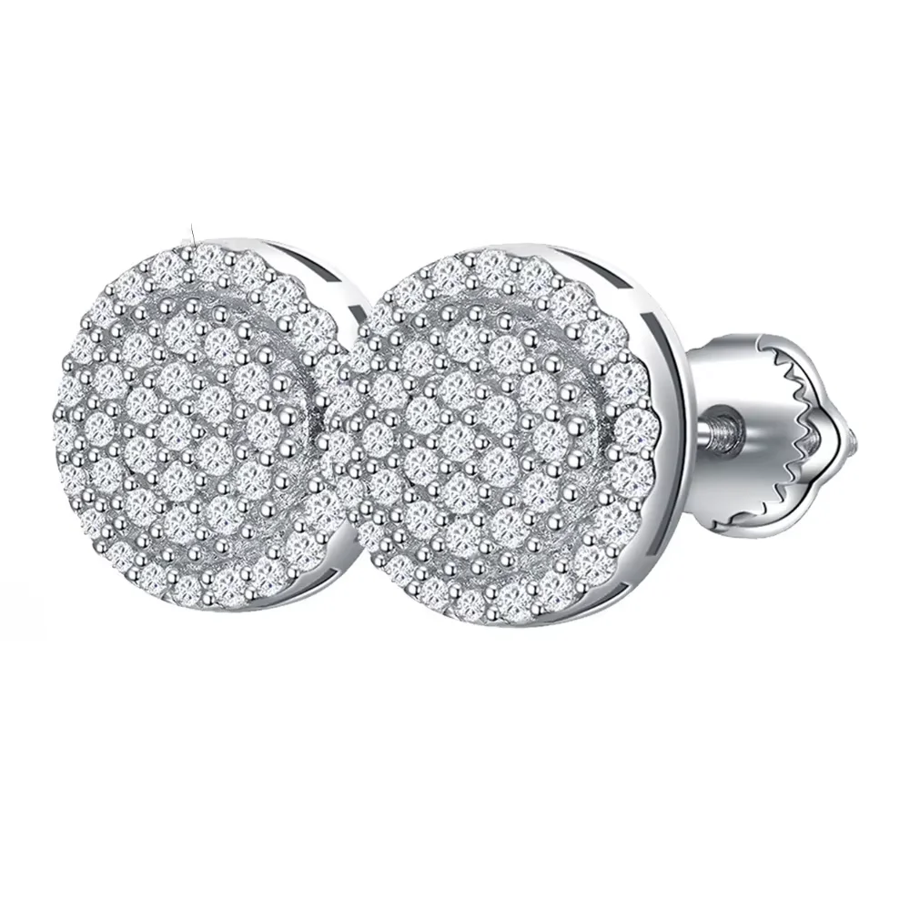 

Vintage Non Tarnish Womens 925 Silver Stud Earring 925 Sterling Silver Round Moissanite Earrings